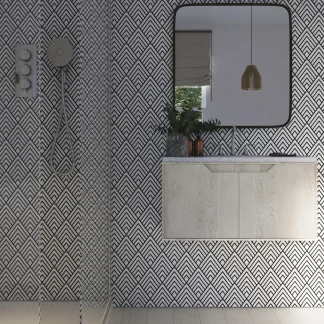 Showerwall Acrylic 2400 X 896 Black Geo SCA01