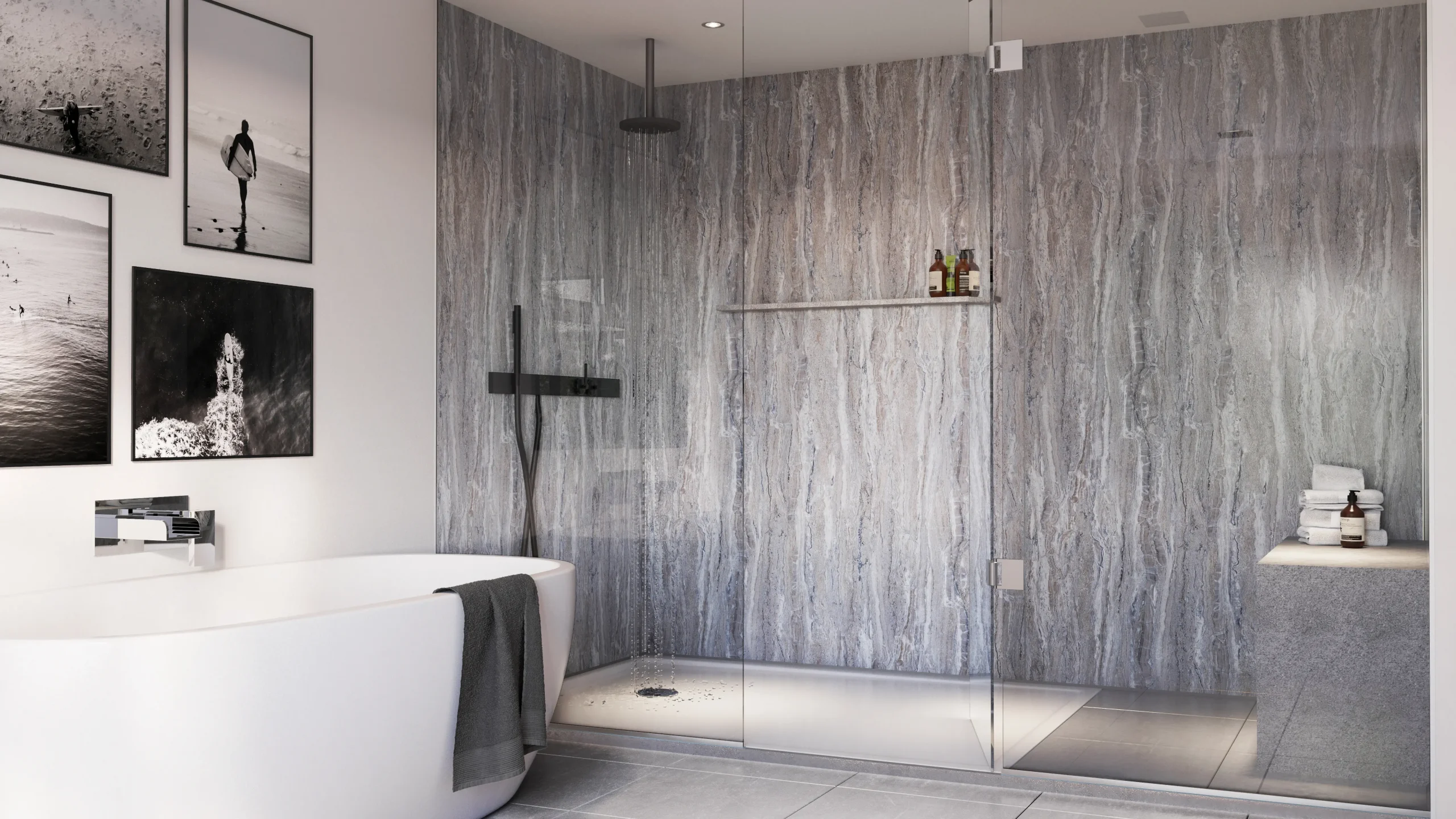 Showerwall Laminate Blue Toned Stone SW55 2440 x 579 Proclick Ply