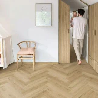 Quick-Step Alpha Ciro Herringbone Botanic Beige LVT Flooring AVHBU40362