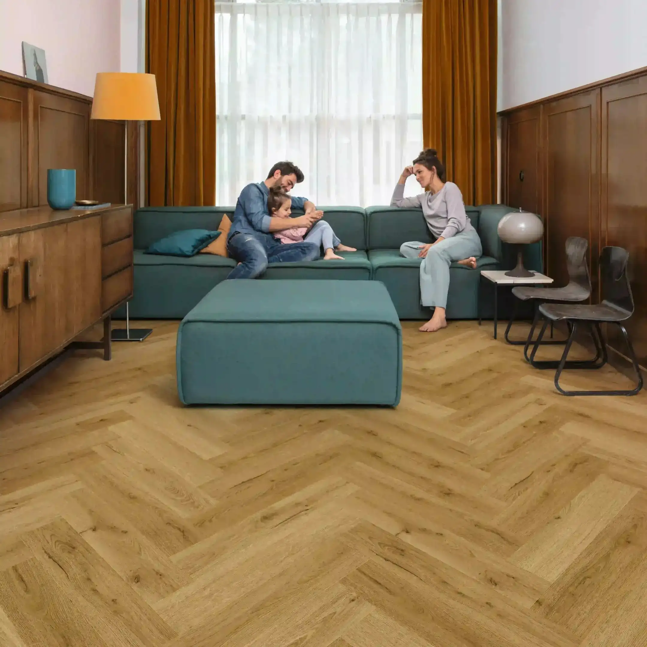 Quick-Step Alpha Ciro Herringbone Botanic Smoked Oak LVT Flooring AVHBU40363