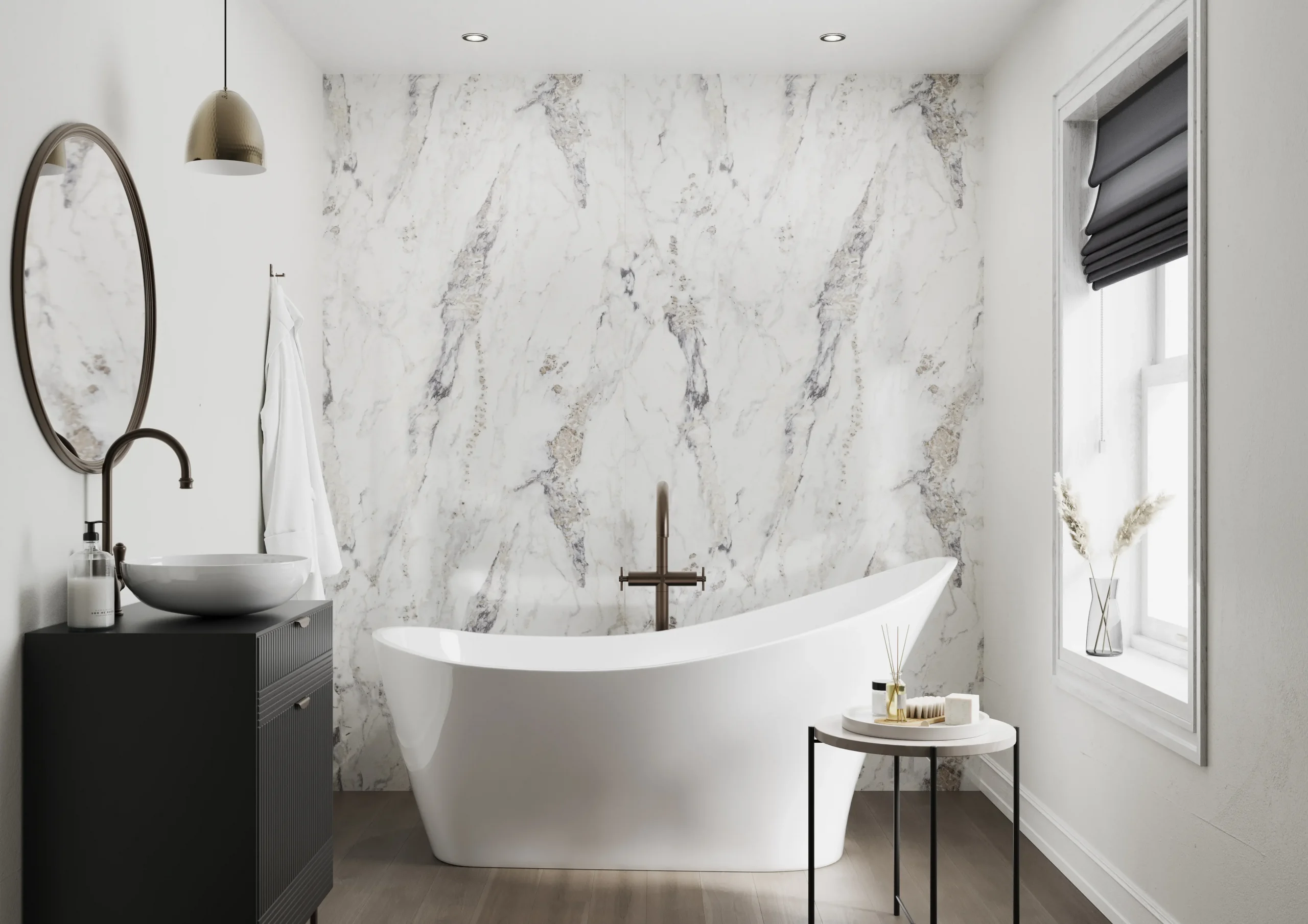 Showerwall Laminate Breccia Marble SW80 2440 x 579 Proclick Ply