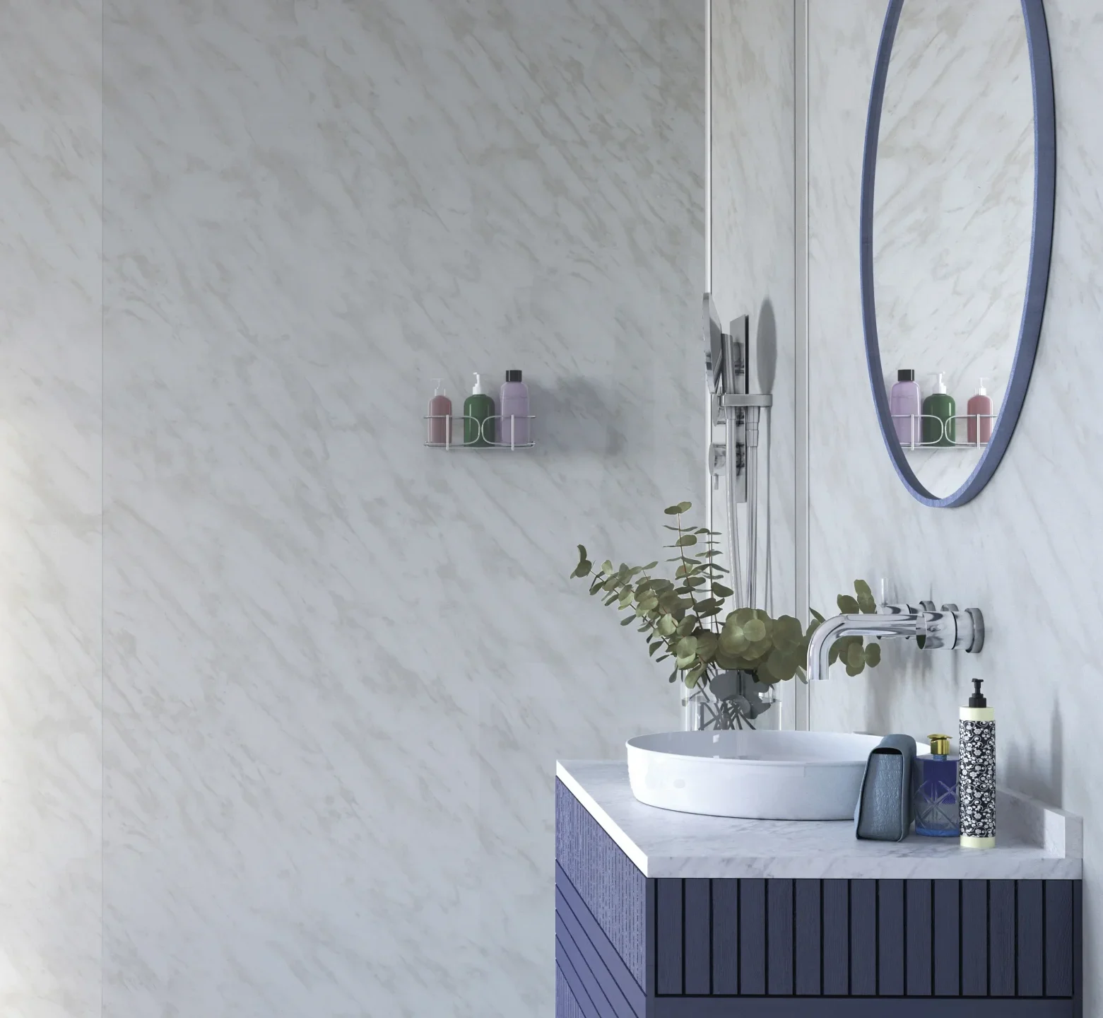 Showerwall Laminate Carrara Marble SW39 2440 x 579 Proclick EGMDF