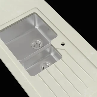 Minerva Blue Venato S/Steel Sink Module R25 Sink Designer Bowl LHB 25mm 3050 X 650