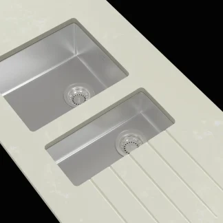 Minerva Blue Venato S/Steel Sink Module R10 Sink Duo Bowl LHB 25mm 3050 X 650
