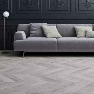 Faus Masterpieces 8mm Chevron Light Grey Laminate Flooring