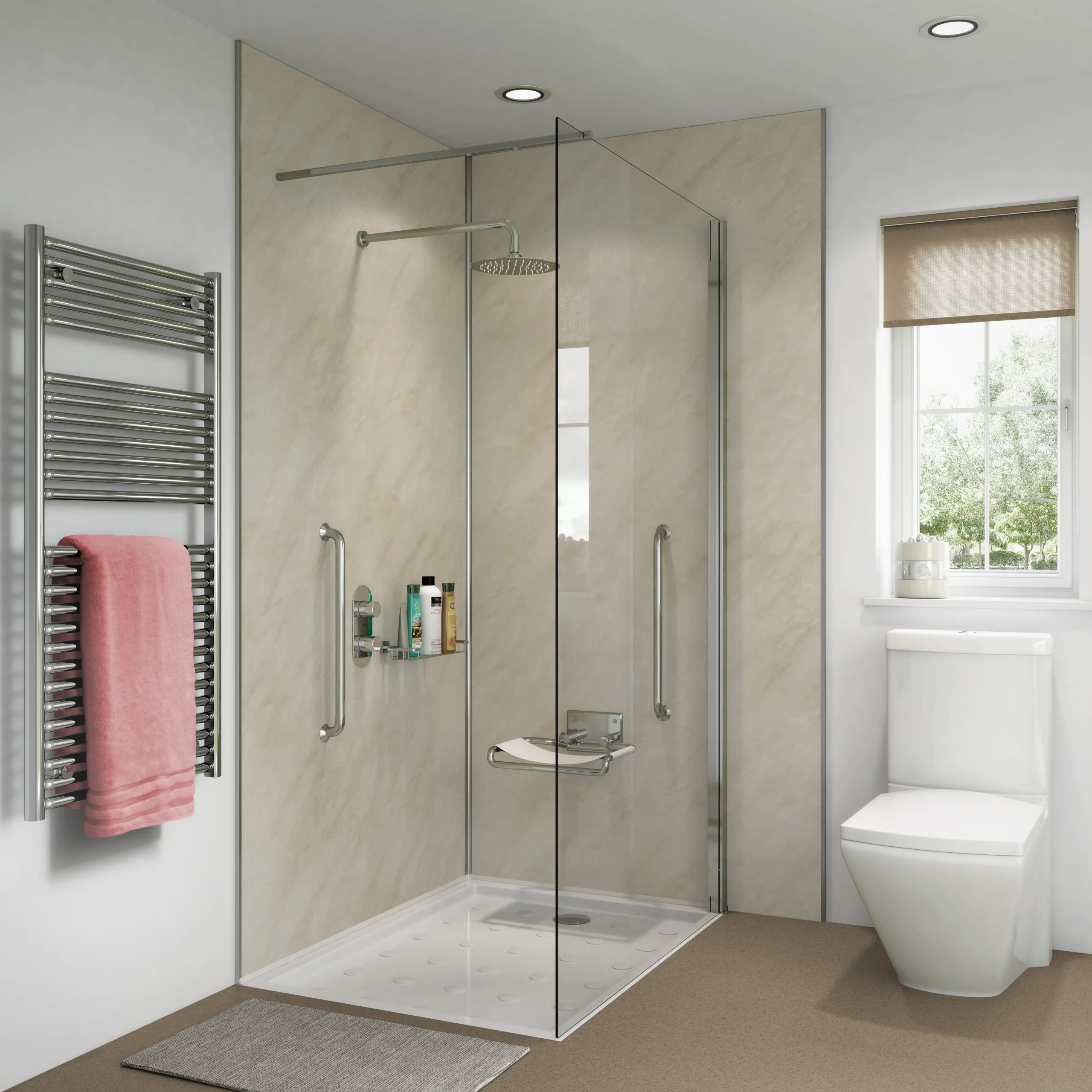 Showerwall Laminate Ivory Marble SW26 2440 x 579 Proclick EGMDF