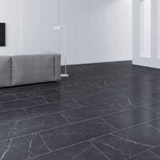 Faus Industry Tile 8mm Black Marble Tile Laminate Flooring