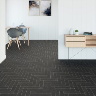 Faus Stone Effects 8mm Herringbone Black Laminate Flooring