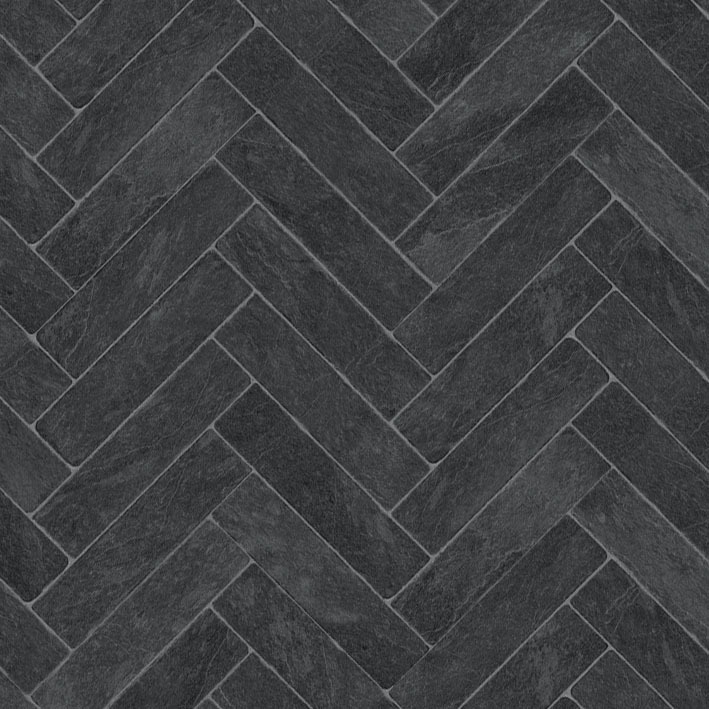Faus Stone Effects 8mm Herringbone Black Laminate Flooring