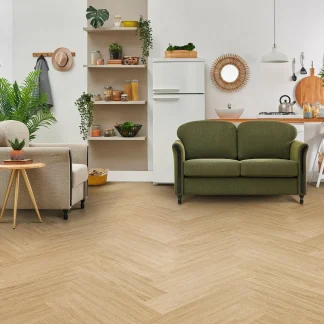 Liberty Floors Lifestyle 5.5mm Herringbone Prime Oak Luxury Rigid Vinyl Flooring 307818