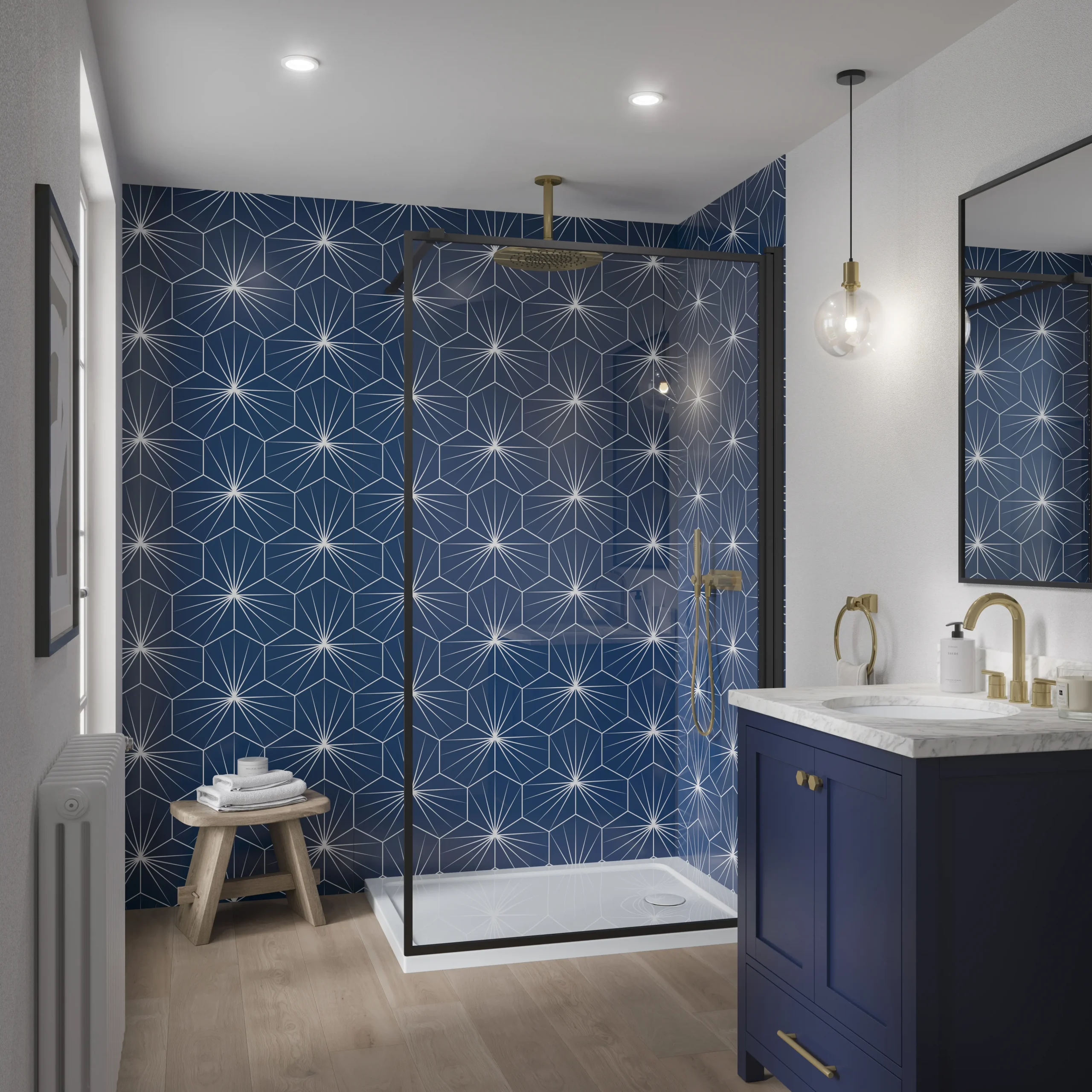 Showerwall Acrylic 2400 X 896 Starlight Sapphire SCA55