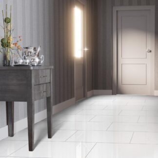 Falquon Flooring Stone 2.0 8mm White High Gloss Tile Laminate Flooring (C500)