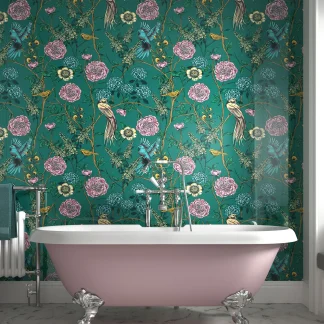Showerwall Acrylic 2400 x 1200 Vintage Birds SCA26