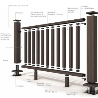 Guardian Composite Hand Rail Balustrade Post & Rail System 1.8m Module - Brown