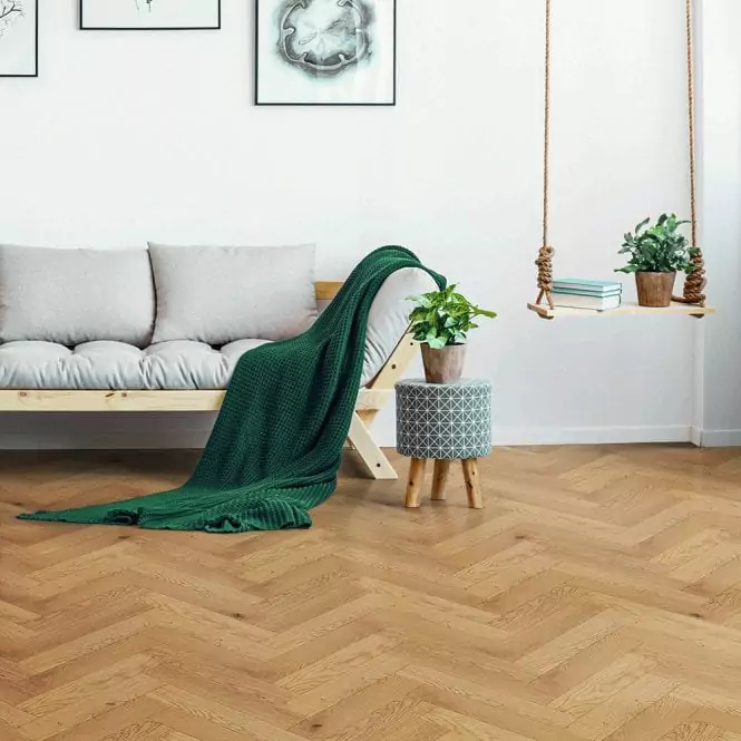 Liberty Floors Herringbone Parquet 14mm Engineered Oak Matt Lacquered Flooring