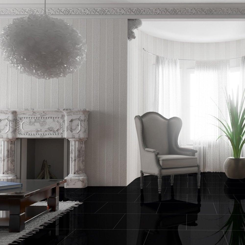 Falquon Flooring Stone 2.0 8mm Black High Gloss Tile Laminate Flooring (U190) - Image 6