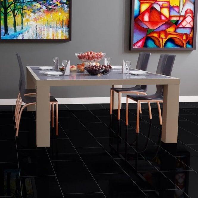 Falquon Flooring Stone 2.0 8mm Black High Gloss Tile Laminate Flooring (U190) - Image 5