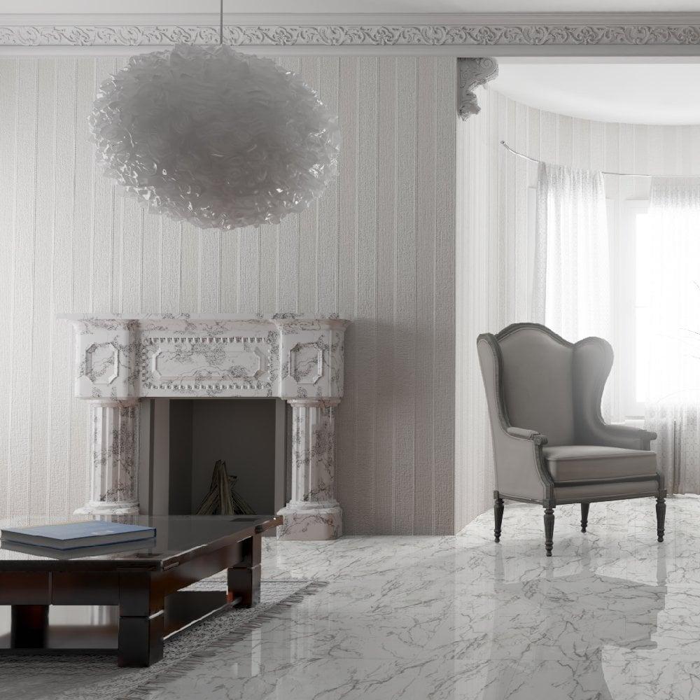 Falquon Flooring Stone 2.0 8mm Carrara Marble White Tile Laminate Flooring D2921