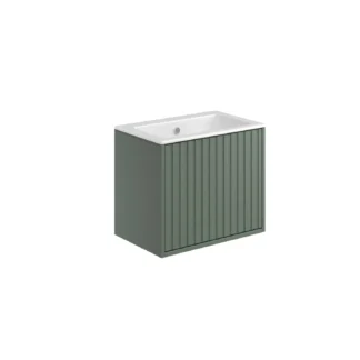 Scudo Alfie 600mm Fluted Wall Mounted Vanity Unit With White Basin - Matte Black