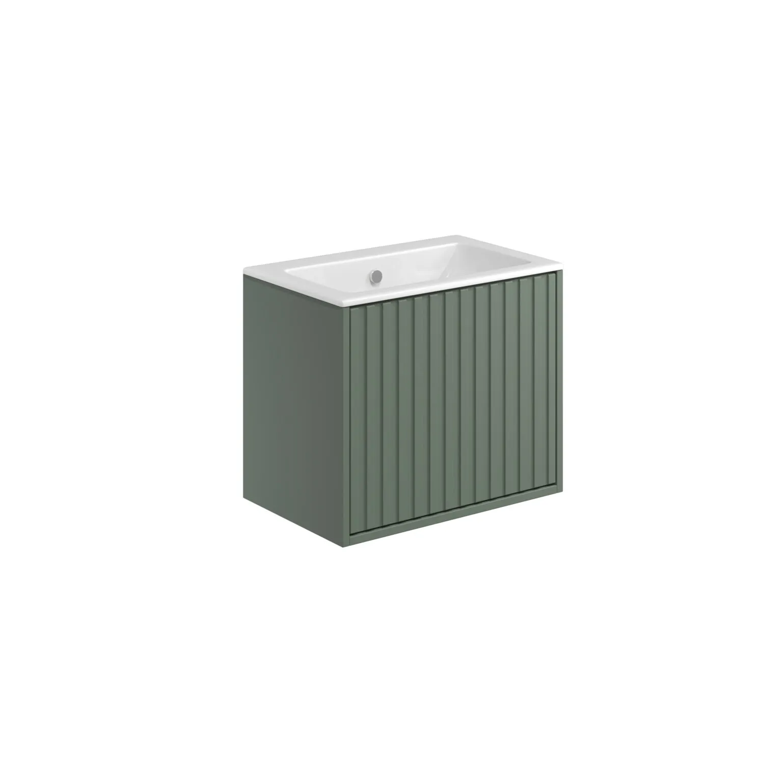 Scudo Alfie 600mm Fluted Wall Mounted Vanity Unit With White Basin - Matte Black - Image 2