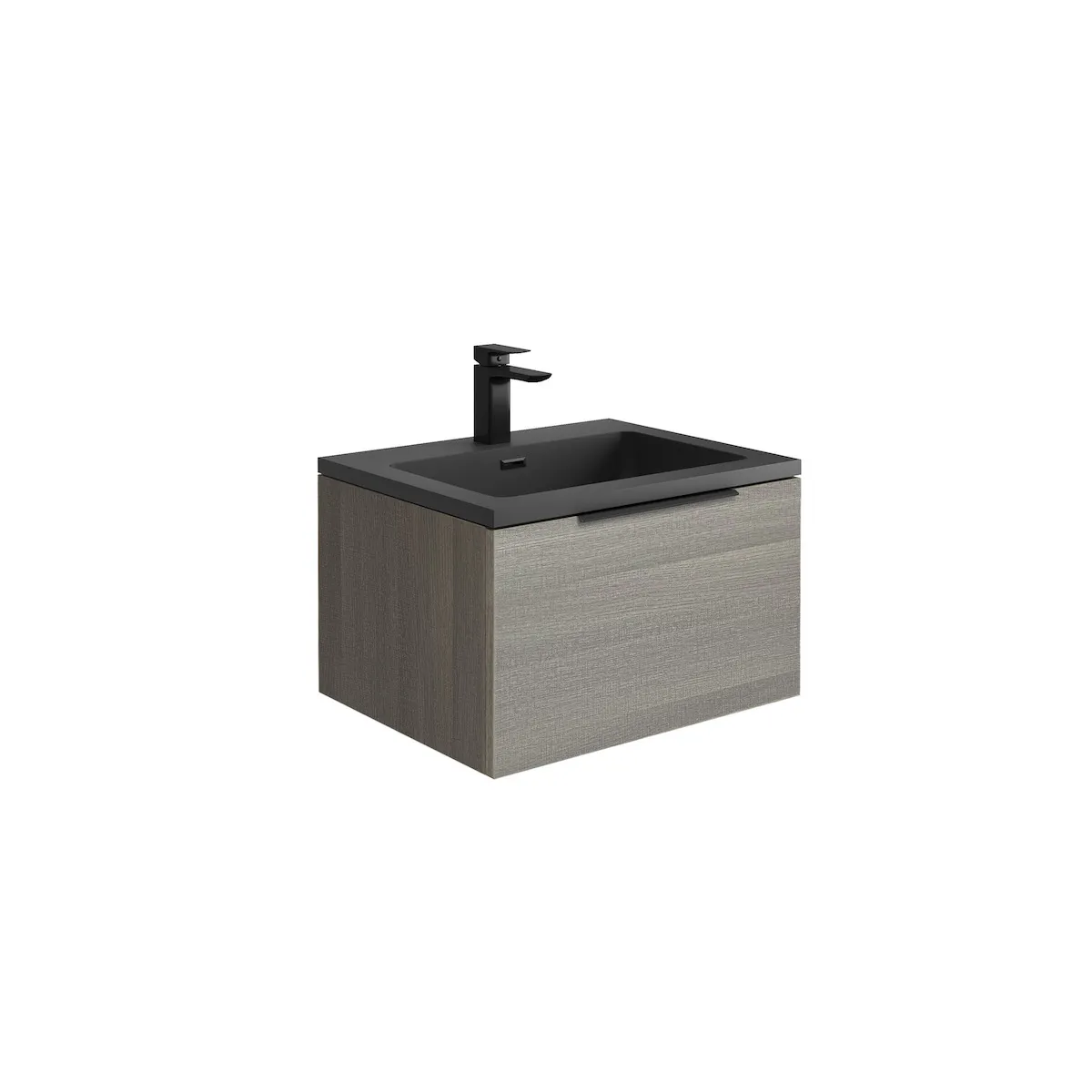 Scudo Ambience 600mm LED Wall Mounted Vanity Unit With Grey Basin - Matte Grey - Image 2