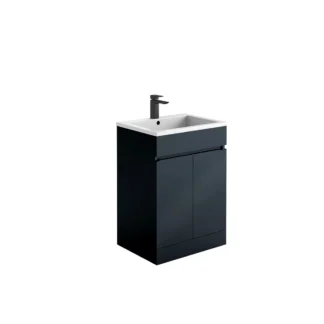 Scudo Empire 1100mm Vanity + WC Unit With L/H White L Shape Stone Basin - Matte Anthracite