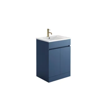Scudo Empire 600mm Floor Standing Vanity Unit With White Basin - Matte Twilight Blue