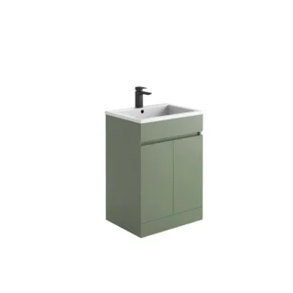 Scudo Empire 600mm Floor Standing Vanity Unit With White Basin - Matte Sage Green
