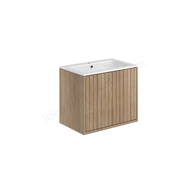 Scudo Alfie 800mm Fluted Vanity Unit Kit With Worktop, Side Unit, Sit On Basin - Sonoma Oak - Image 3