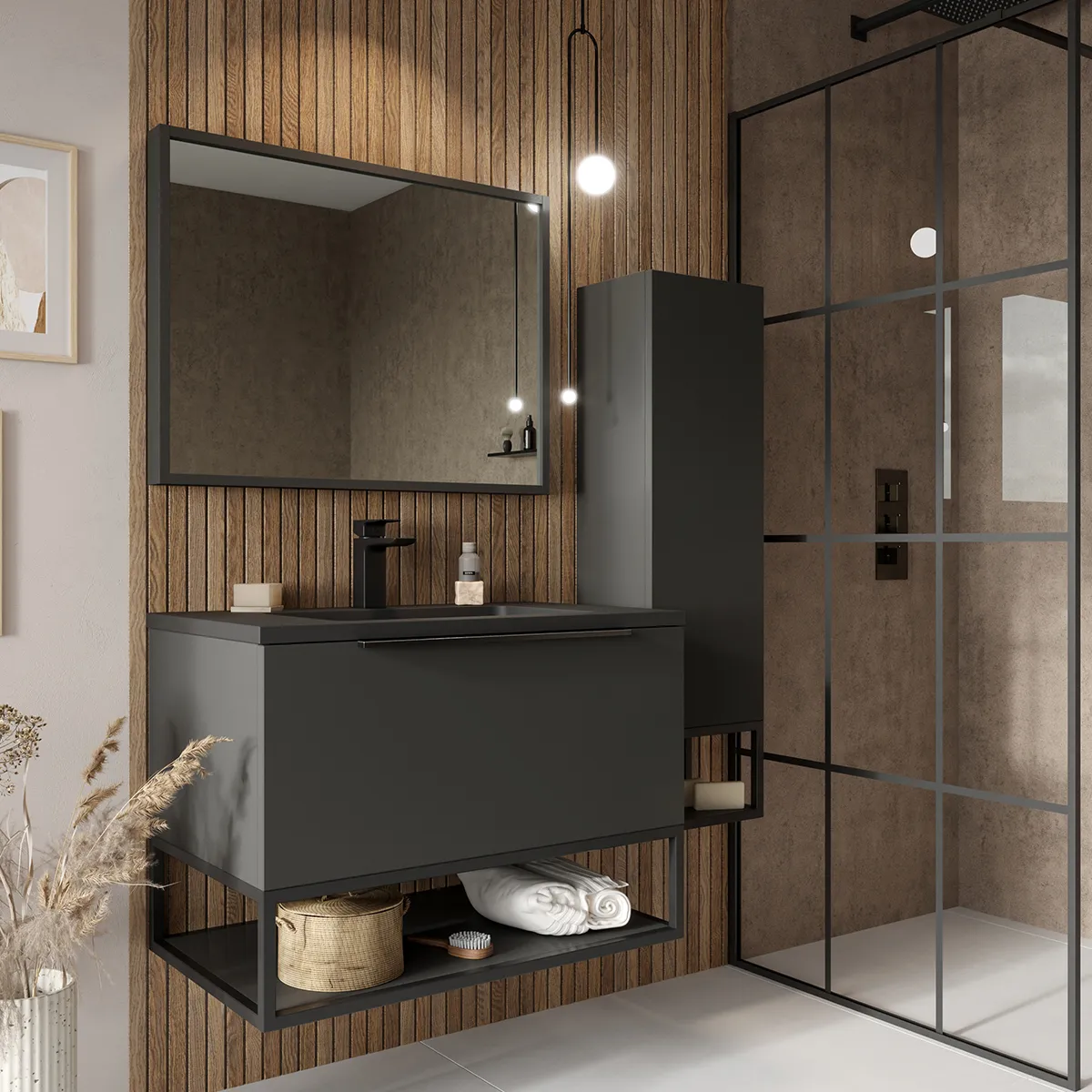Scudo Ambience 800mm x 600mm Mirror - Matte Grey - Image 2