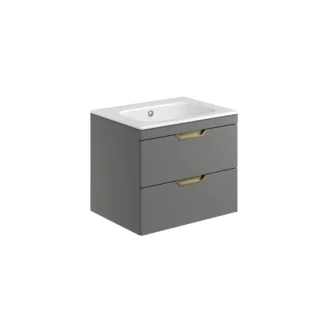 Scudo Aubrey 600mm Wall Mounted Vanity Unit With White Basin - Dust Grey