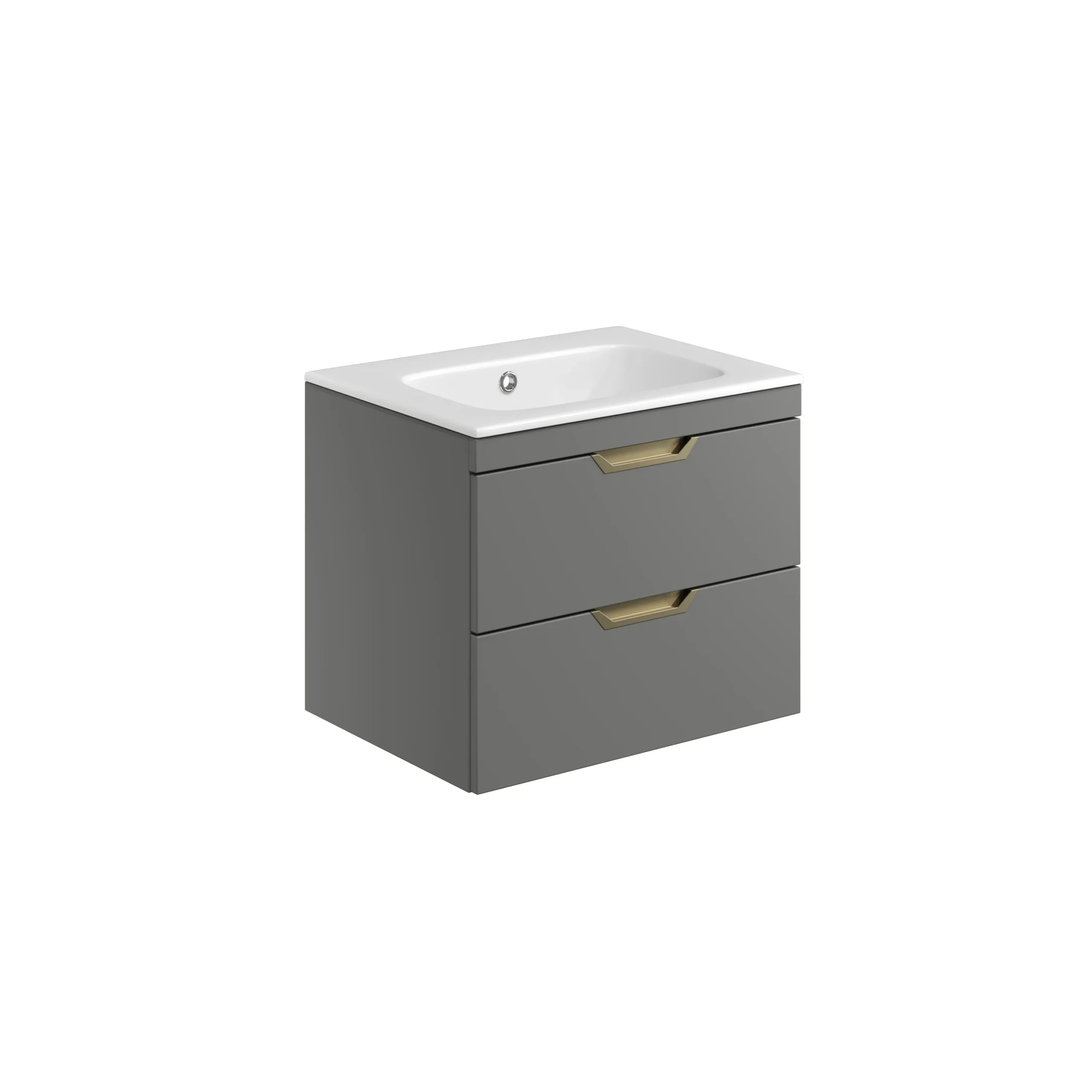Scudo Aubrey 600mm Wall Mounted Vanity Unit With White Basin - Dust Grey