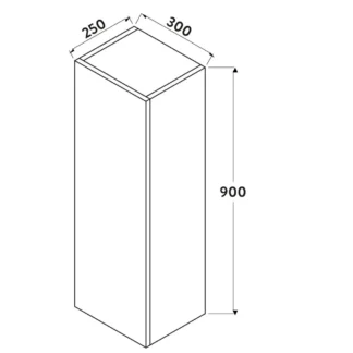Scudo Ambience 300mm x 900mm x 250mm Wall Mounted Tall Boy Unit - Grey Oak