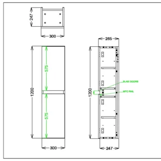 Scudo Aubrey 300mm x 1200mm x 265mm Wall Mounted Tall Boy Unit - Davos Oak