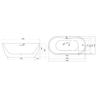 Scudo Onyx Acrylic Bath 1555 - White