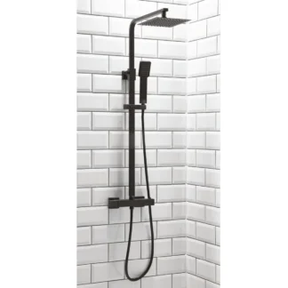Scudo Lunar Square Rigid Riser Shower - Black