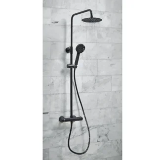 Scudo Middleton Round Rigid Riser Shower - Black