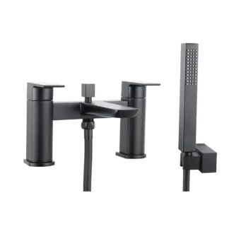 Scudo Muro 2 Tap Hole Deck Mounted Bath Shower Filler - Matte Black