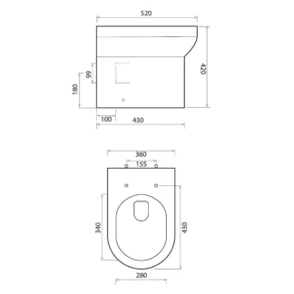 Scudo Spa Rimless Back To Wall Pan and Seat - White