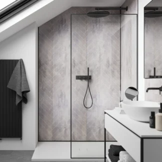 Showerwall Laminate Cement Herringbone Tile SWT04 2400 x 600 Proclick