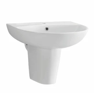 Scudo Belini and Deia 450mm Basin and Semi-Pedestal - 1 Tap Hole White