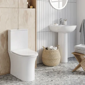 Scudo Belini and Deia 550mm Basin and Pedestal - 1 Tap Hole White