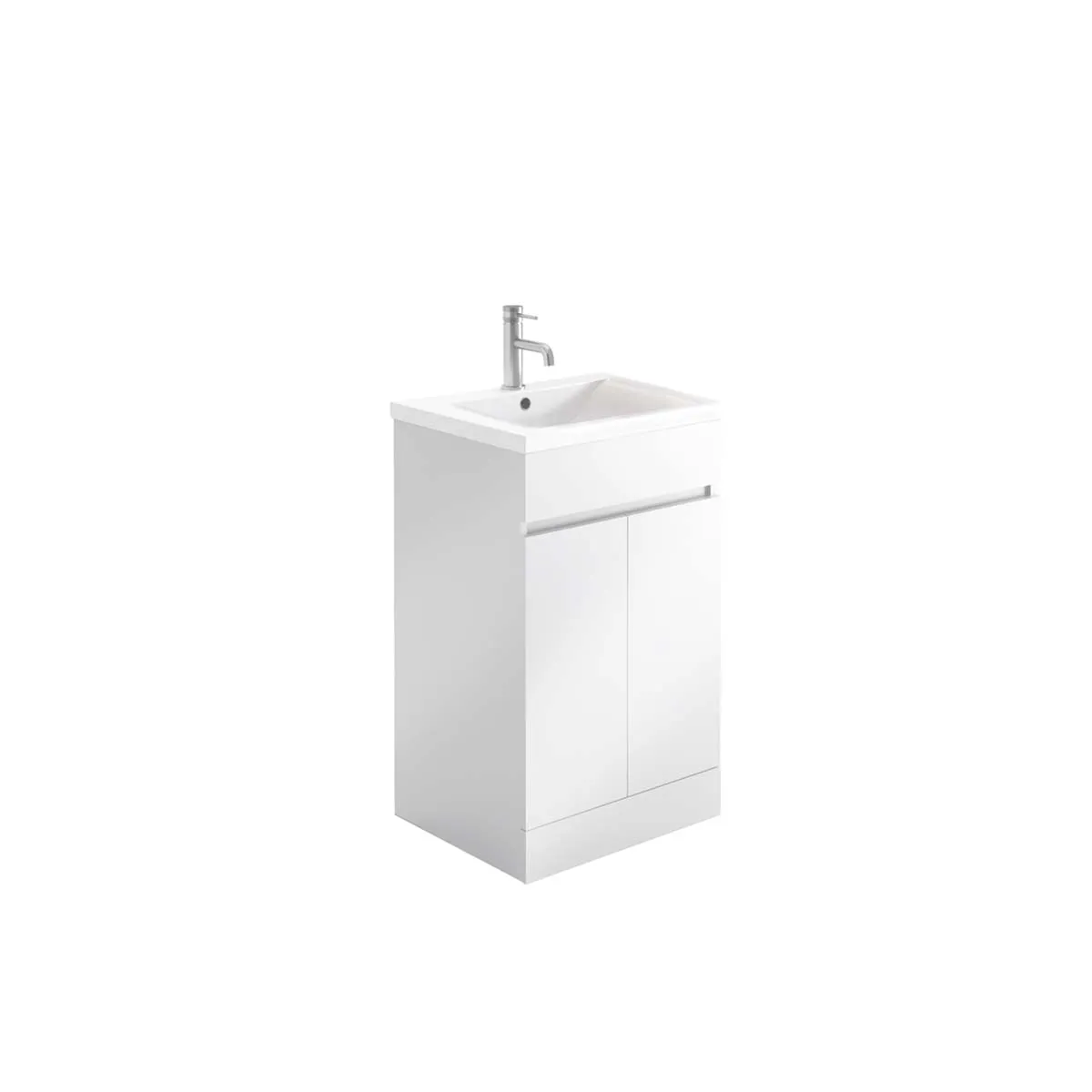 Scudo Empire 500mm Floor Standing Vanity Unit With White Basin - High Gloss White