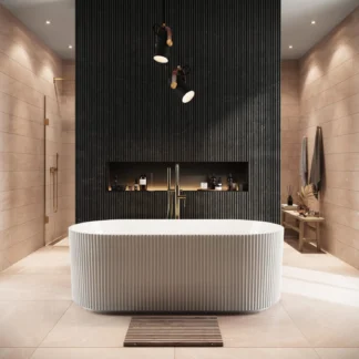 Scudo Labyrinth Freestanding Fluted Bath - White