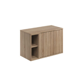 Scudo Alfie 800mm Fluted Vanity Unit Kit With Worktop, Side Unit, Sit On Basin - Sonoma Oak
