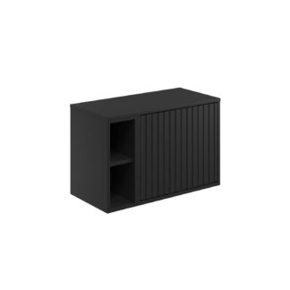 Scudo Alfie 800mm Fluted Vanity Unit Kit With Worktop, Side Unit, Sit On Basin - Matte Black