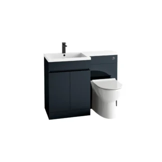 Scudo Empire 1100mm Vanity + WC Unit With L/H White L Shape Stone Basin - Matte Anthracite
