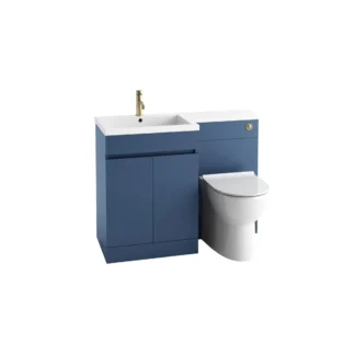 Scudo Empire 1100mm Vanity + WC Unit With L/H White L Shape Stone Basin - Matte Twilight Blue