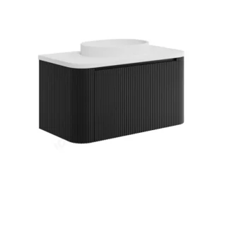 Scudo Linea Curve 900mm Vanity Unit With Brass Legs and White Basin - Matte Black