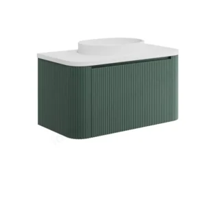 Scudo Linea Curve 900mm Vanity Unit With Brass Legs and White Basin - Reed Green
